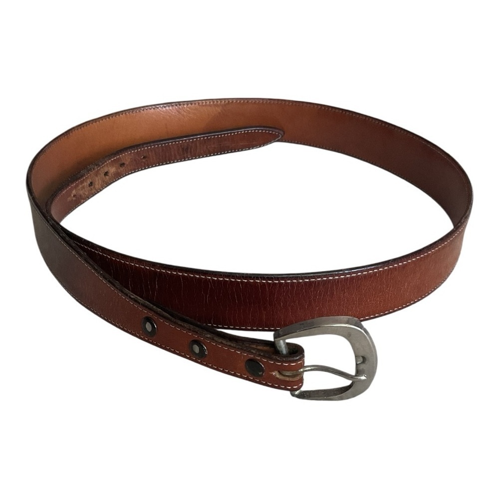 Men’s Brown Genuine Leather Belt with Silver Buckle – Classic Everyday Style